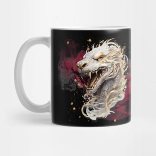 Asian Dragon with Gold, White and Silver details Mug